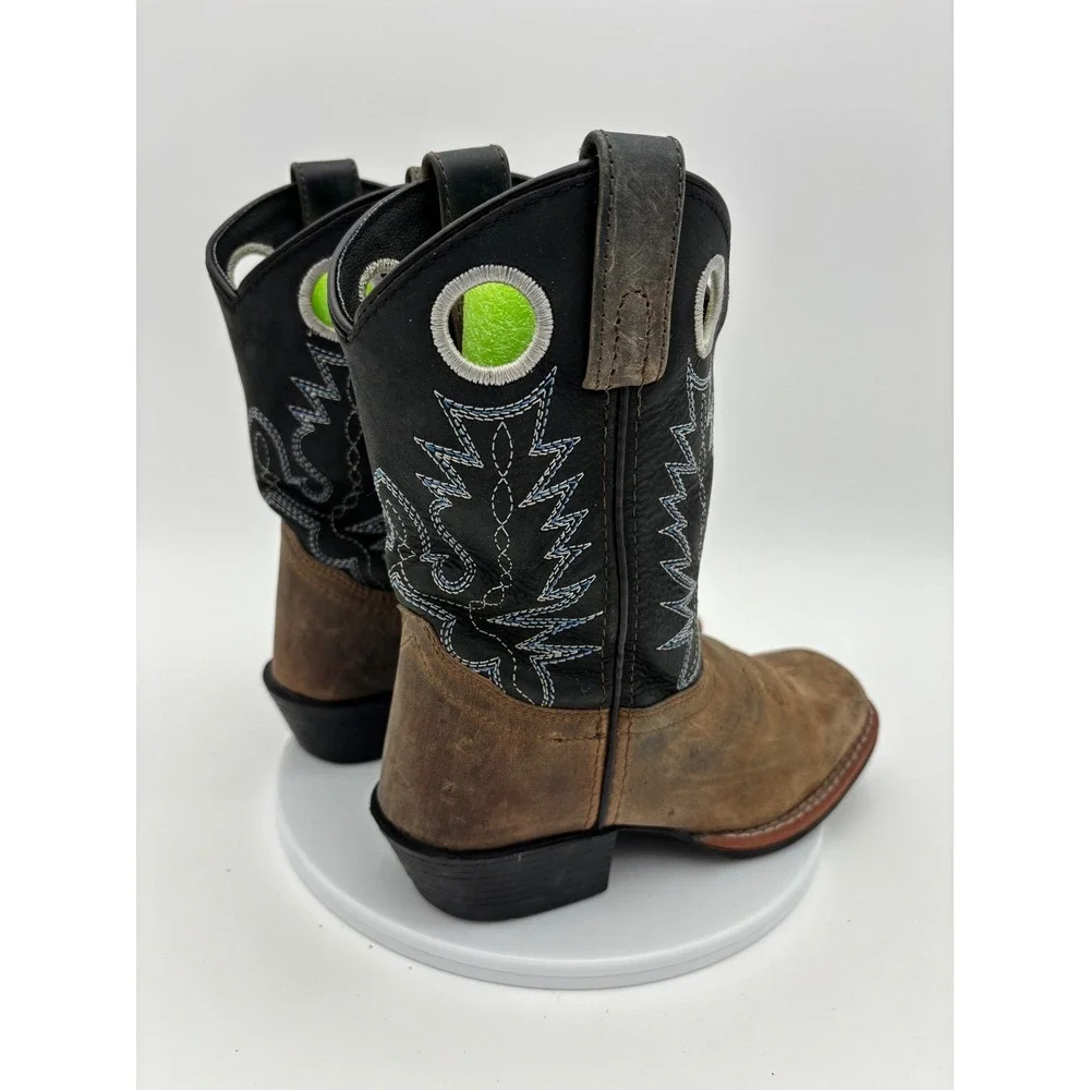 SMOKY MOUNTAIN‎ Kids Brown Black Leather Western Cowboy Boots Square Toe 13 Boy
